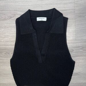 Babaton Black Knit V-Neck Top